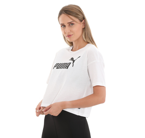 Puma Ess Cropped Logo Tee Kadın T-Shirt Beyaz