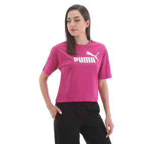 Puma Ess Cropped Logo Tee Kadın T-Shirt Pembe