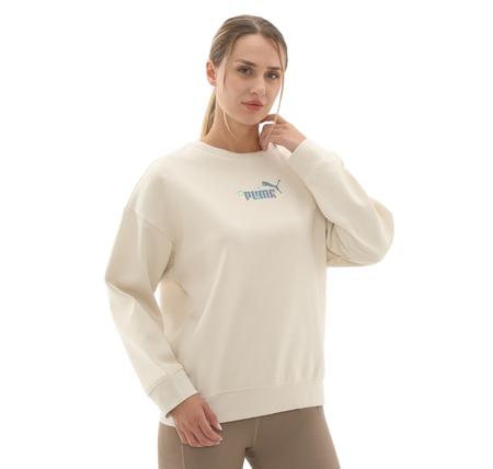 Puma Ess Nature 2.0  Crew Kadın Sweatshirt Bej