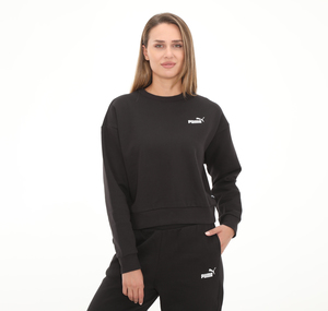 Puma Ess+ Relaxed Small Logo Crew Kadın Sweatshirt Siyah