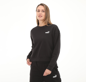 Puma Ess+ Relaxed Small Logo Crew Kadın Sweatshirt Siyah