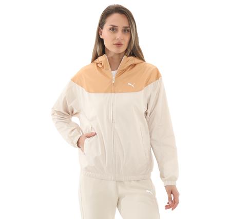 Puma Ess Relaxed Windbreaker Kadın Yağmurluk-Rüzgarlık Krem