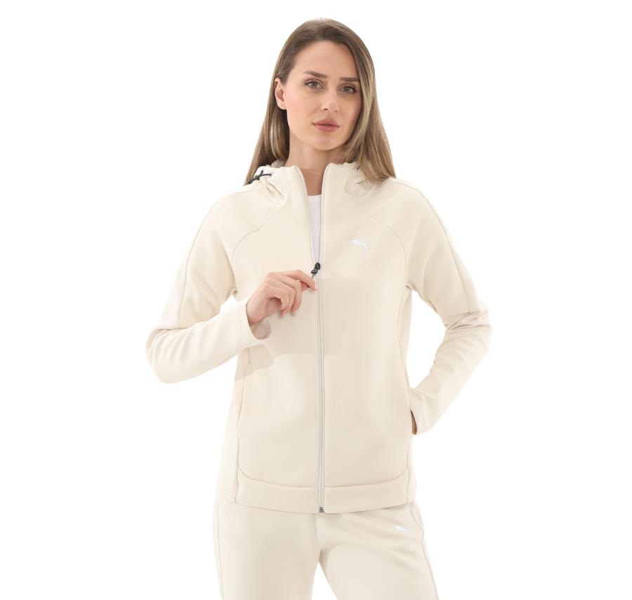 Puma Evostrıpe Full-Zip Hoodie Kadın Ceket Krem Puma Evostrıpe Full-Zip Hoodie Kadın Ceket Krem