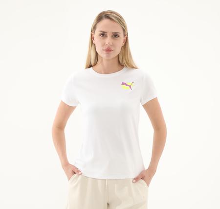 Puma Graphıcs Runnıng Illustratıo Kadın T-Shirt Beyaz