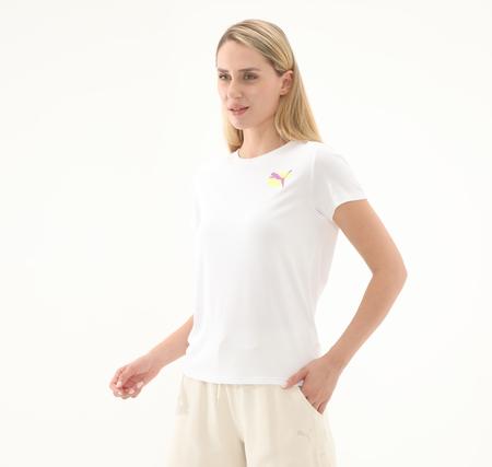 Puma Graphıcs Runnıng Illustratıo Kadın T-Shirt Beyaz