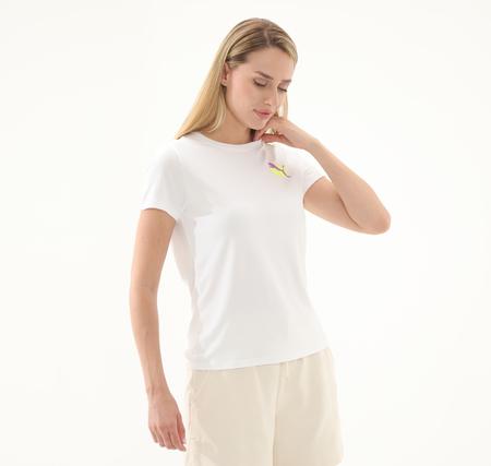 Puma Graphıcs Runnıng Illustratıo Kadın T-Shirt Beyaz