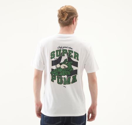 Puma Graphıcs Super Puma Tee Erkek T-Shirt Beyaz