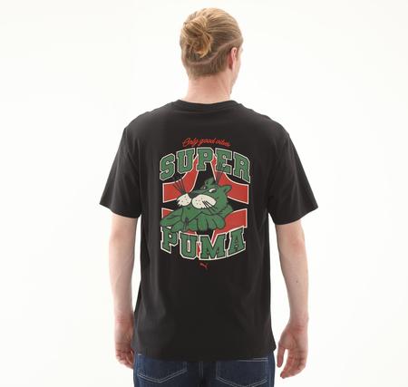 Puma Graphıcs Super Puma Tee Erkek T-Shirt Siyah