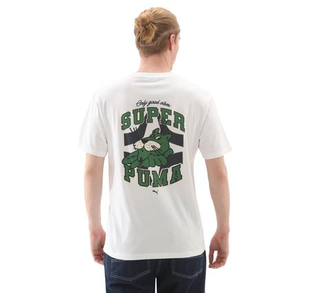 Puma Graphıcs Super Puma Tee Erkek T-Shirt Beyaz