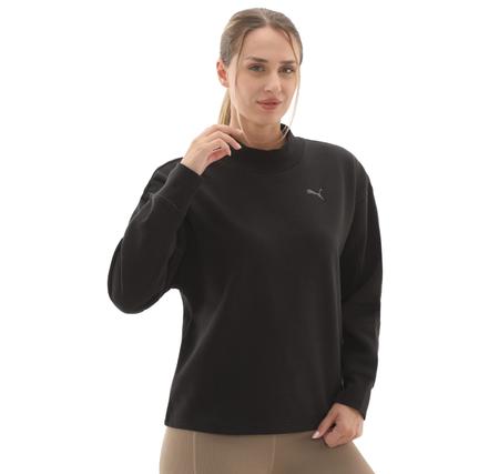 Puma Her Relaxed Crew Fl Kadın Sweatshirt Siyah