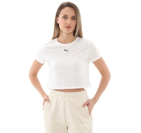 Puma Tad Essentıal W Baby Tee Kadın T-Shirt Beyaz