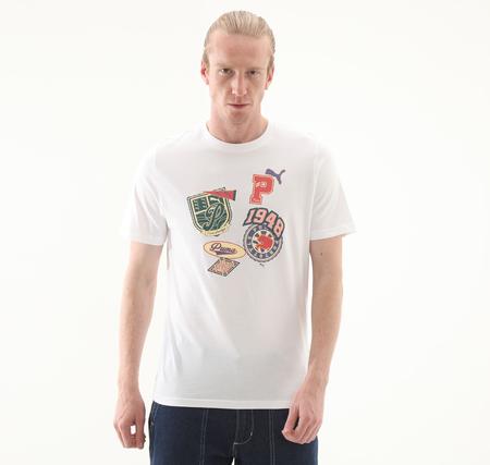 Puma Wardrobe Ess Graphic Tee Erkek T-Shirt Beyaz