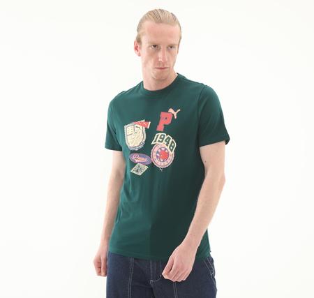 Puma Wardrobe Ess Graphic Tee Erkek T-Shirt Yeşil