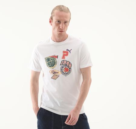 Puma Wardrobe Ess Graphic Tee Erkek T-Shirt Beyaz