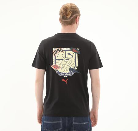 Puma Wardrobe Ess Graphic Tee Erkek T-Shirt Siyah