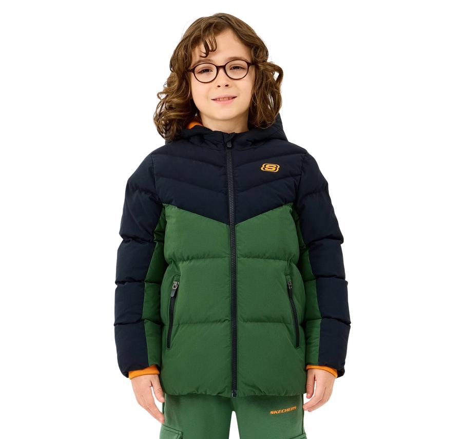 Skechers B Puffer Jacket Çocuk Mont Yeşil Skechers B Puffer Jacket Çocuk Mont Yeşil