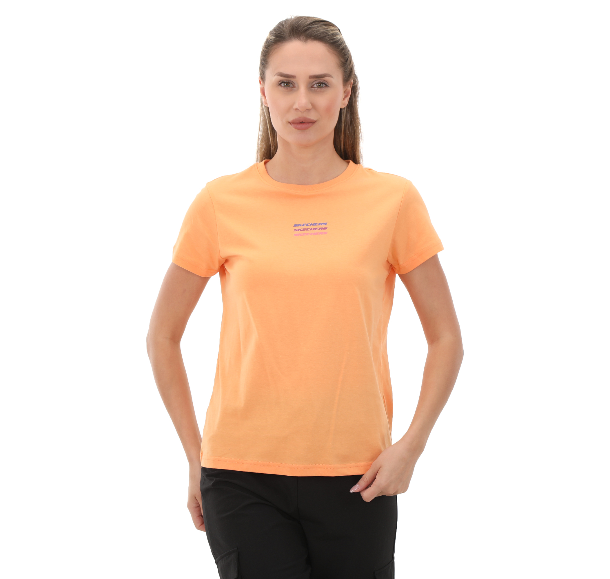 Женская футболка Skechers Essential W Short Sleeve Turuncu для бега