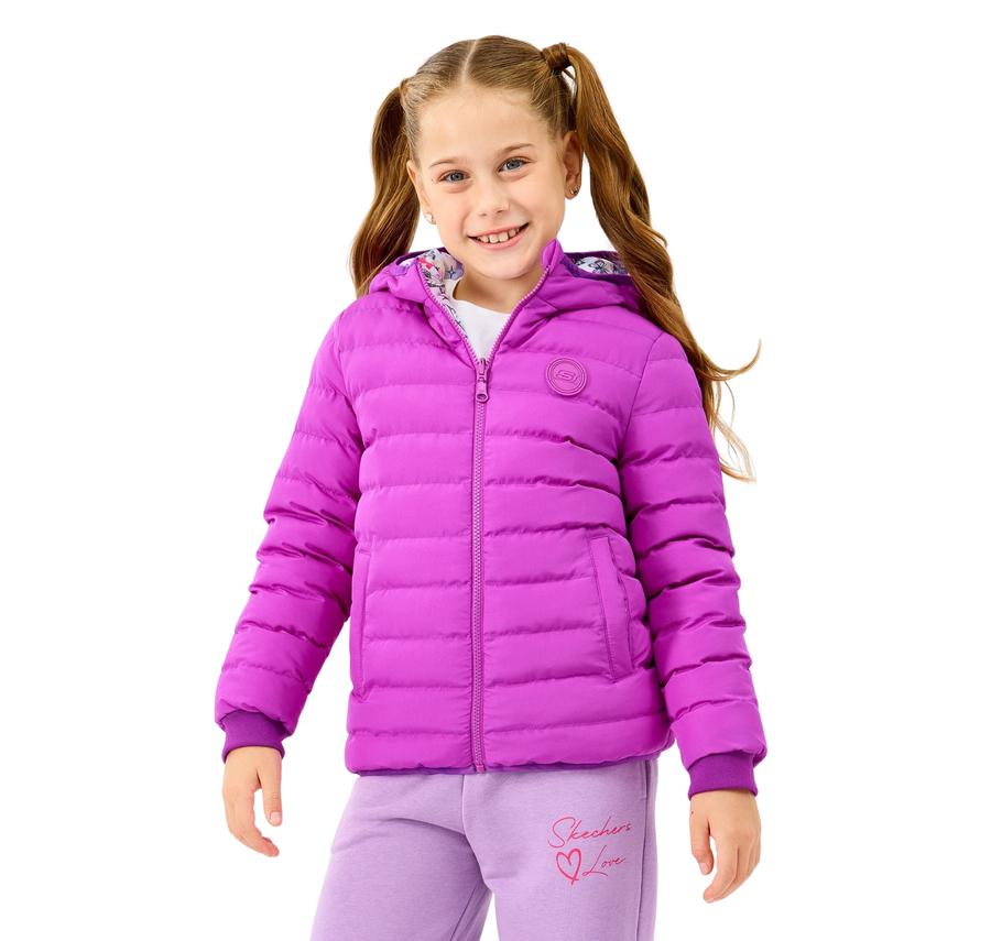 Skechers G Double Sided Puffer Jacket Çocuk Mont Pembe Skechers G Double Sided Puffer Jacket Çocuk Mont Pembe