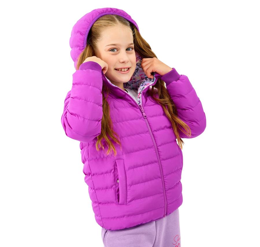 Skechers G Double Sided Puffer Jacket Çocuk Mont Pembe Skechers G Double Sided Puffer Jacket Çocuk Mont Pembe