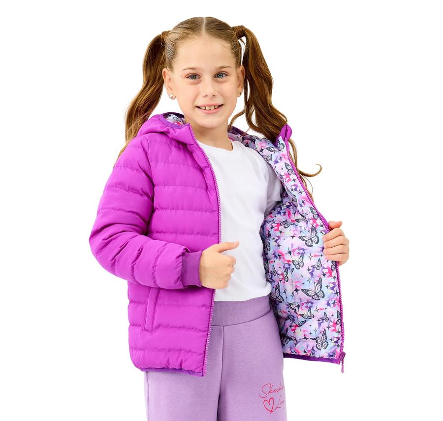 Skechers G Double Sided Puffer Jacket Çocuk Mont Pembe Skechers G Double Sided Puffer Jacket Çocuk Mont Pembe