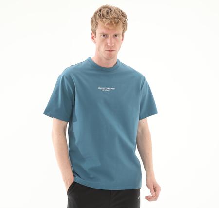 Skechers Graphic T-Shirt M Short Sleeve Erkek T-Shirt Mavi