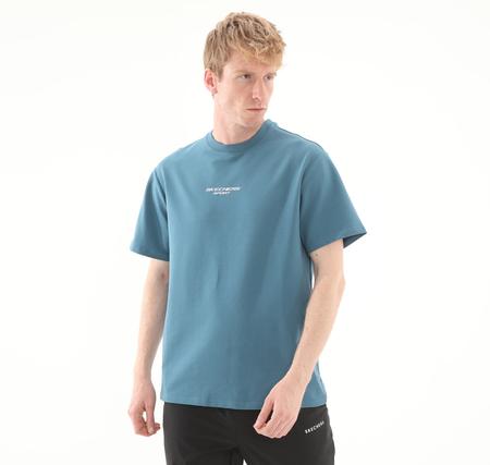 Skechers Graphic T-Shirt M Short Sleeve Erkek T-Shirt Mavi