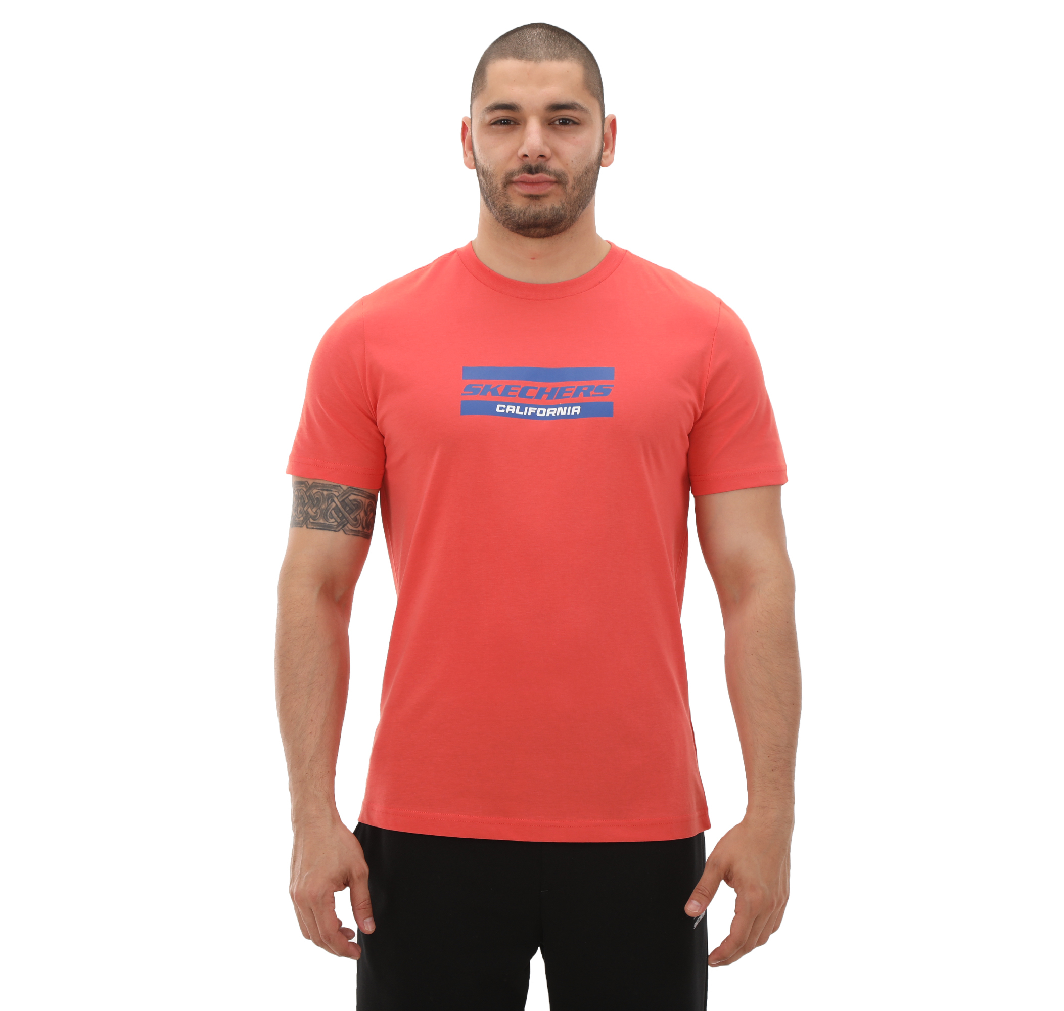 Мужская футболка Skechers Graphic M Short Sleeve Turuncu для бега