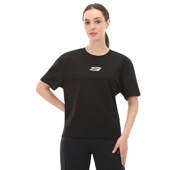 Skechers Graphic T-Shirt W Short Sleeve Kadın T-Shirt Siyah Skechers Graphic T-Shirt W Short Sleeve Kadın T-Shirt Siyah