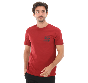Skechers M Chest Logo T-Shirt Erkek T-Shirt Bordo
