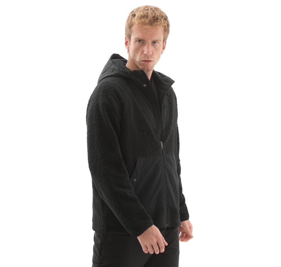Skechers M Comfort Hoodie Sherpa Jacket Erkek Ceket Siyah Skechers M Comfort Hoodie Sherpa Jacket Erkek Ceket Siyah