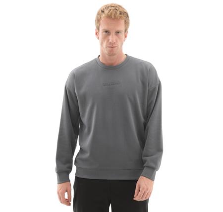 Skechers M Essential Crewneck Sweatshirt Erkek Gri Skechers M Essential Crewneck Sweatshirt Erkek Gri