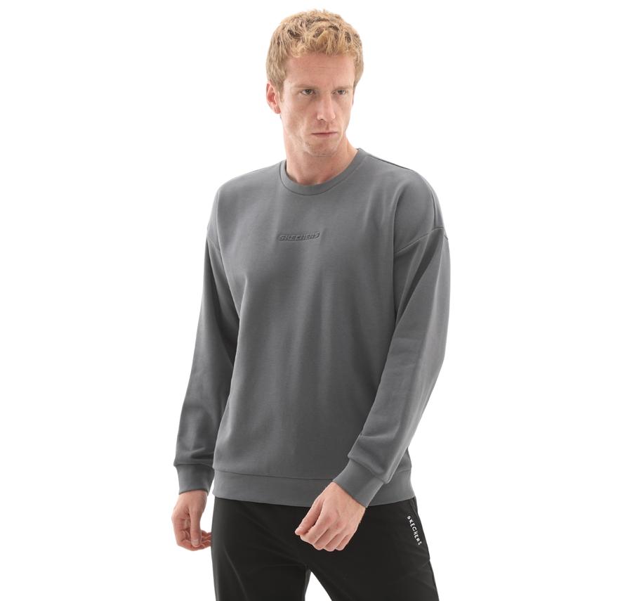 Skechers M Essential Crewneck Sweatshirt Erkek Sweatshirt Gri Skechers M Essential Crewneck Sweatshirt Erkek Sweatshirt Gri