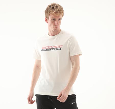 Skechers M Lightweight Graphic Tee T-Shirt Erkek T-Shirt Beyaz