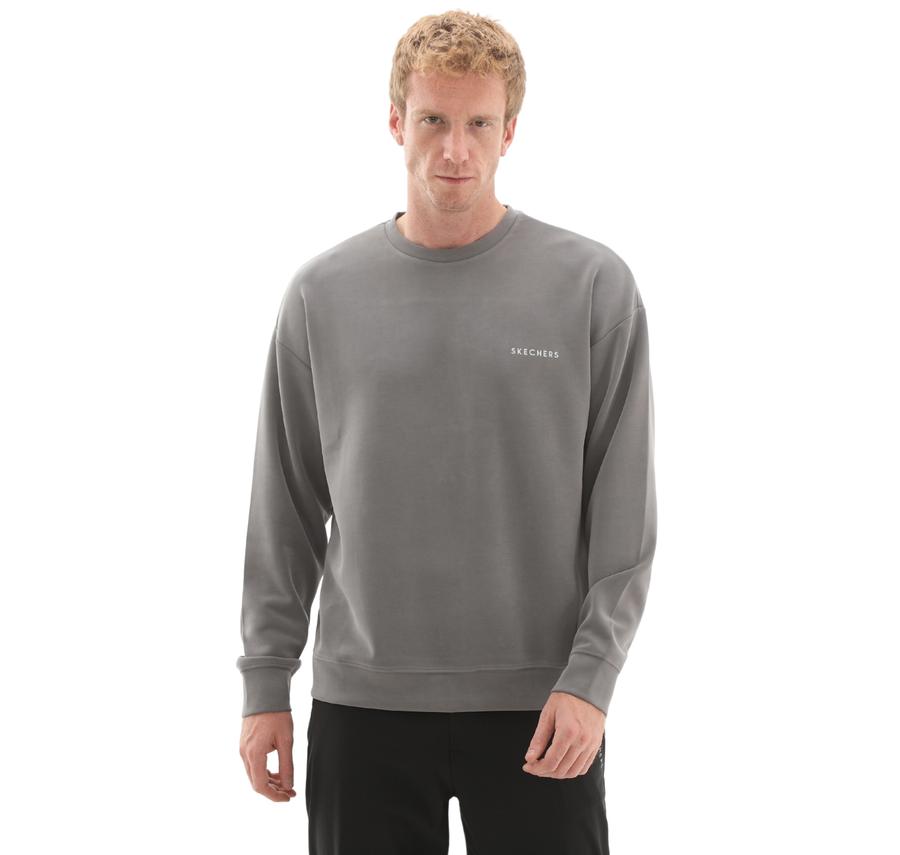 Skechers M Loose Crewneck Sweatshirt Erkek Sweatshirt Gri Skechers M Loose Crewneck Sweatshirt Erkek Sweatshirt Gri