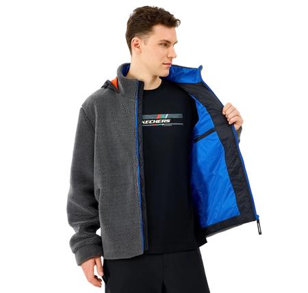 Skechers M Outdoor Fleece Full Zip Sherpa Erkek Ceket Gri