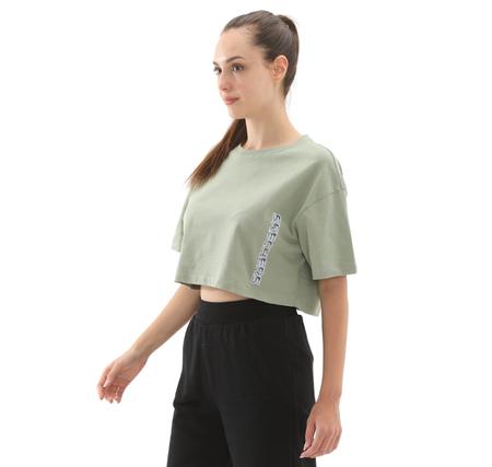 Skechers W Crop Fit Graphic Tee T-Shirt Kadın T-Shirt Yeşil