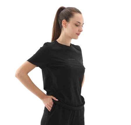 Skechers W Essential Crewneck T-Shirt Erkek T-Shirt Siyah