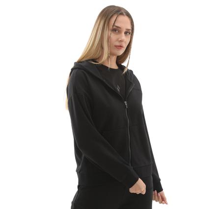 Skechers W Essential Full Zip Sweatshirt Kadın Siyah Skechers W Essential Full Zip Sweatshirt Kadın Siyah