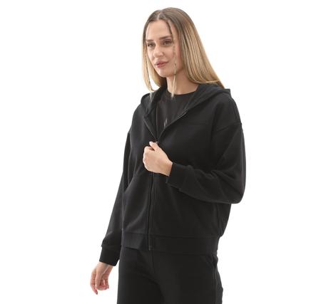 Skechers W Essential Full Zip Sweatshirt Kadın Siyah Skechers W Essential Full Zip Sweatshirt Kadın Siyah