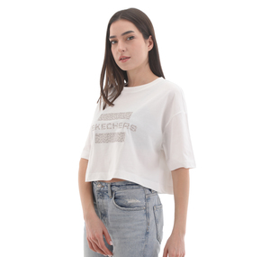 Skechers W Graphic Tee Big Logo T-Shirt Kadın T-Shirt Beyaz