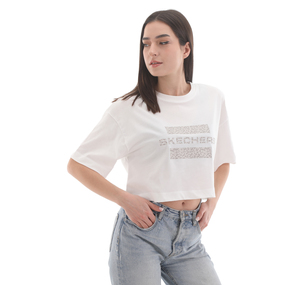 Skechers W Graphic Tee Big Logo T-Shirt Kadın T-Shirt Beyaz