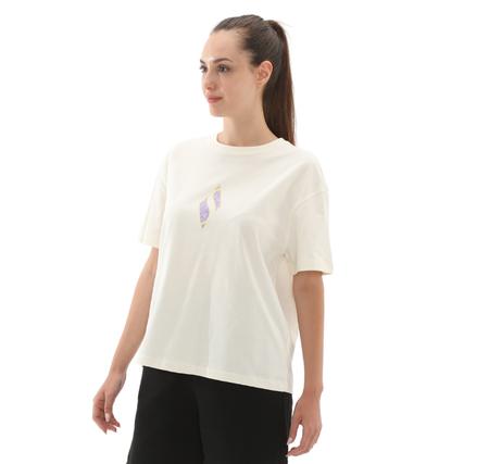 Skechers W Graphic Tee Loose Fit T-Shirt Kadın T-Shirt Beyaz