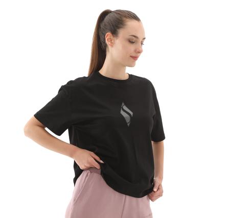 Skechers W Graphic Tee Loose Fit T-Shirt Kadın T-Shirt Siyah