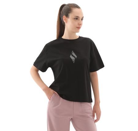 Skechers W Graphic Tee Loose Fit T-Shirt Kadın T-Shirt Siyah