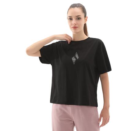 Skechers W Graphic Tee Loose Fit T-Shirt Kadın T-Shirt Siyah