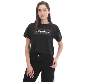 Skechers W Graphic Tee Shiny Logo T-Shirt Kadın T-Shirt Lacivert