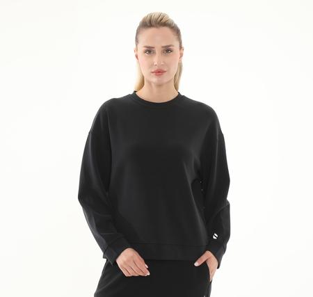 Skechers W Lounge Loose Crew Neck Sweatshirt Erkek Sweatshirt Siyah