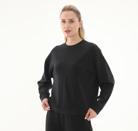 Skechers W Lounge Loose Crew Neck Sweatshirt Erkek Sweatshirt Siyah