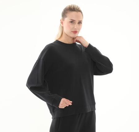 Skechers W Lounge Loose Crew Neck Sweatshirt Erkek Sweatshirt Siyah