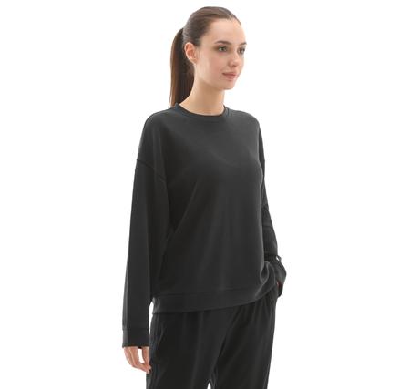 Skechers W Lounge Loose Crew Neck Sweatshirt Kadın Sweatshirt Siyah